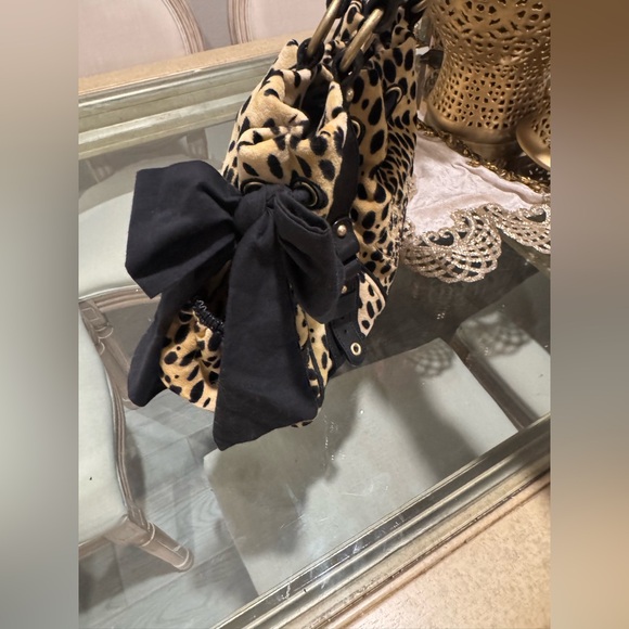 Vintage Juicy Couture Leopard Print Daydreamer Velour Bag Black y2k - Picture 5 of 17